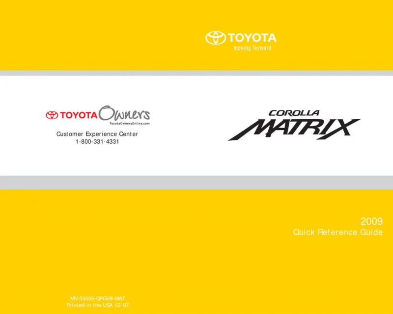 2009 Toyota Matrix owners manual