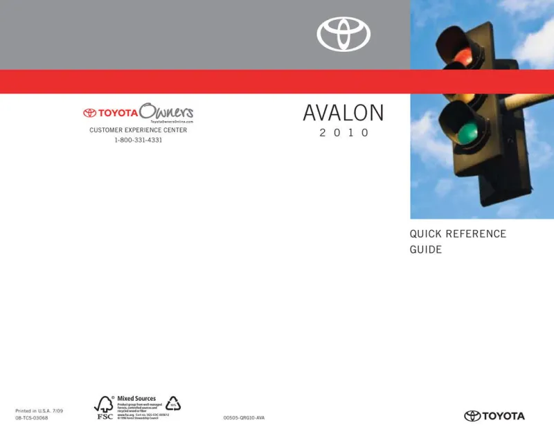 2010 Toyota Avalon owners manual