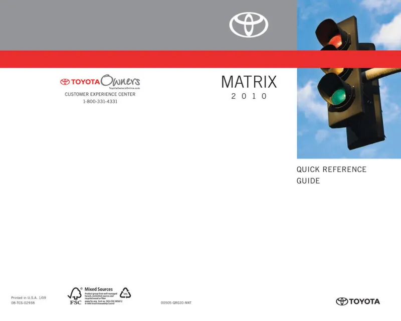 2010 Toyota Matrix owners manual
