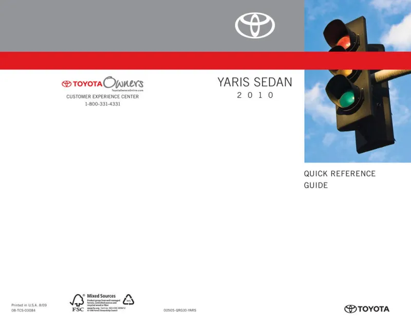 2010 Toyota Yaris Sedan owners manual