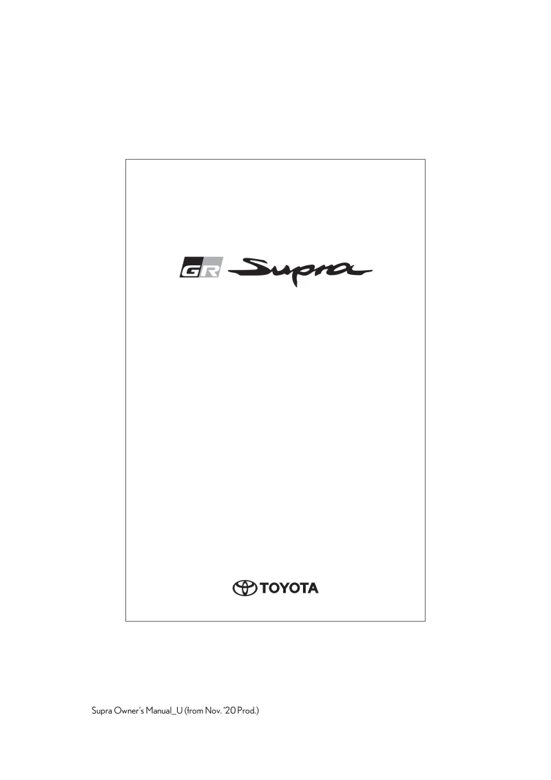 2021 Toyota Supra owners manual