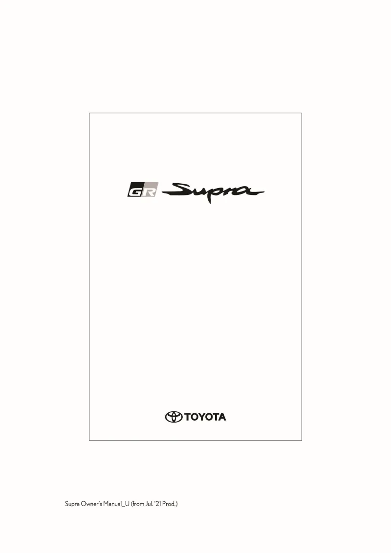 2022 Toyota Supra owners manual