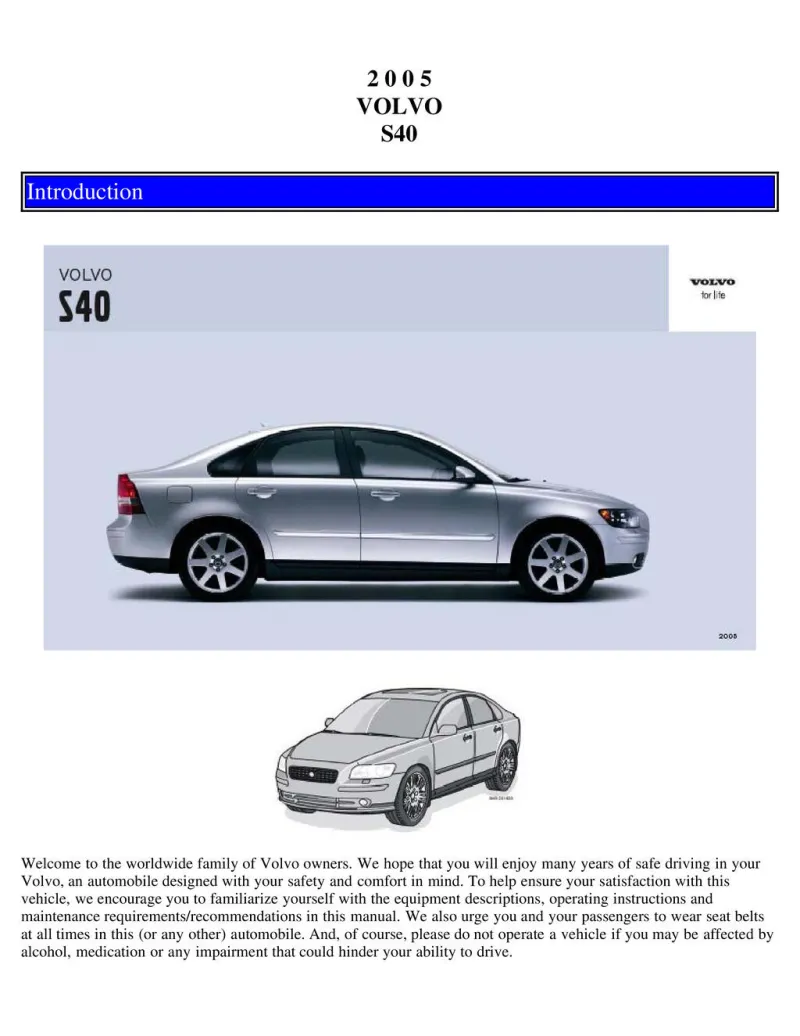 2005 Volvo S40 owners manual