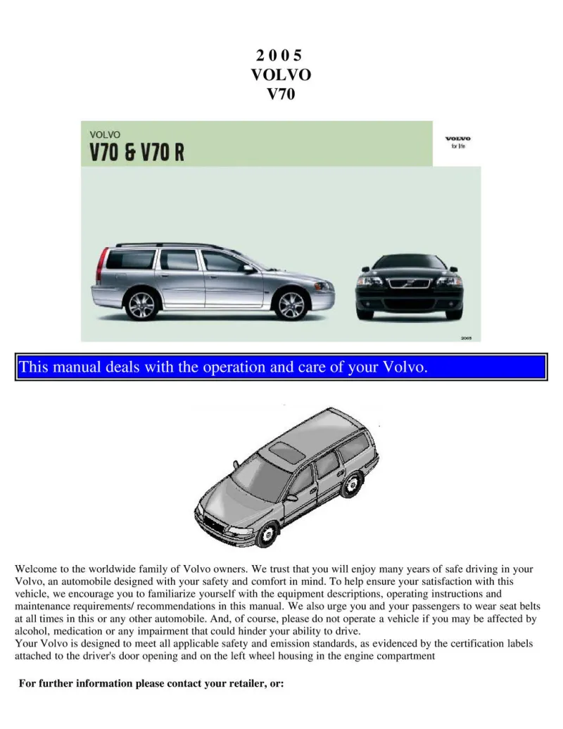 2005 Volvo V70 V70r owners manual