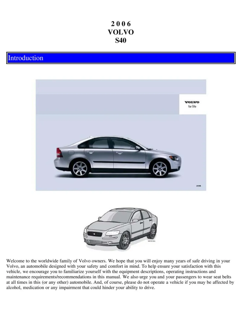 2006 Volvo S40 owners manual